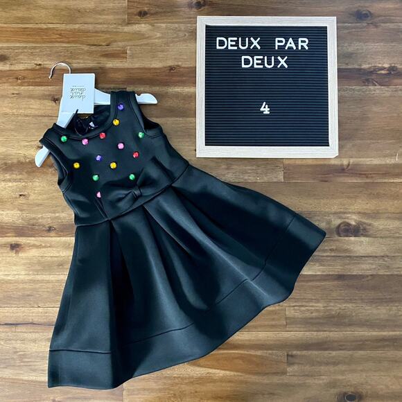NWT Deux Par Deux Black Sleeveless Bow Anthracite Gem Jewels Formal Dress 4 - Picture 1 of 9
